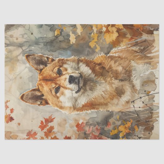 Waterverf Shiba Inu Decoupage Tissuepapier (Voorkant)