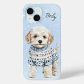 Waterverf Shih-Poo wintertrui  Case-Mate iPhone Case (Achterkant)