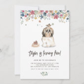 Waterverf Shih Tzu Dog Verjaardagsfeestje Kaart (Voorkant)
