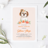 Waterverf Shih Tzu en perzikbloemen Hondenverjaard Kaart