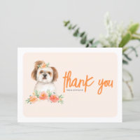 Waterverf Shih Tzu en perzikbloemen Verjaardag