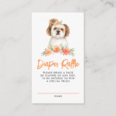 Waterverf Shih Tzu Peach Luier Raffle spel Informatiekaartje (Voorkant)