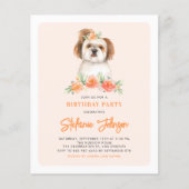 Waterverf Shih Tzu Peach Verjaardagsuitnodiging (Voorkant)