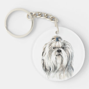 Waterverf Shih Tzu Sleutelhanger