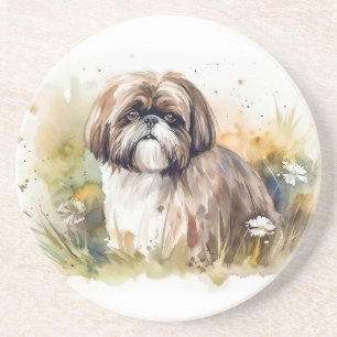 Waterverf Shih Tzu Zandsteen Onderzetter