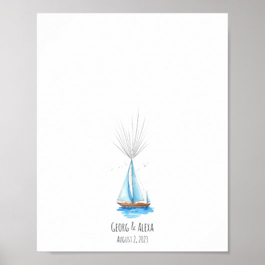 Waterverf Ship Fingerprint Gastenboek Poster (Voorkant)