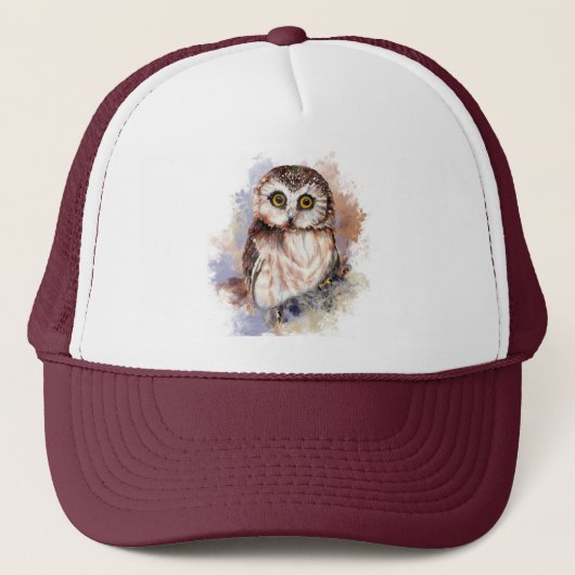 Waterverf Shocted Cute Little Owl Bird Trucker Pet (Voorkant)