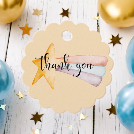 Waterverf Shooting Star & Rainbow Tail Dank je wel Bedankjes Labels