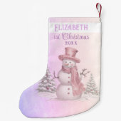 Waterverf Showman Baby's 1e Kerstmis Paarse Kleine Kerstsok (Achterkant)