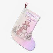 Waterverf Showman Baby's 1e Kerstmis Paarse Kleine Kerstsok (Voorkant (Hangend))