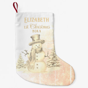 Waterverf Showman Baby's 1e Kerstmis Vintage Kleine Kerstsok