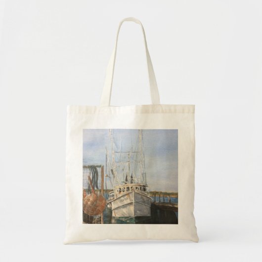 Waterverf Shrimp Boat Coastal Gevist Canvas tas (Voorkant)