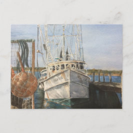 Waterverf Shrimp Boat Coastal Invitation Briefkaar Uitnodiging Briefkaart