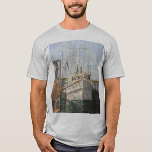 Waterverf Shrimp Boat Coastal Vissen T-Shirt 
