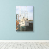 Waterverf Shrimp Boat Coastal Vist Canvas Art (Insitu (Houten vloer))