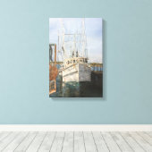 Waterverf Shrimp Boat Coastal Vist Canvas Art Afdruk (Insitu (Houten vloer))
