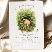 Waterverf Shy Brown Beer Baby shower Invitation Kaart