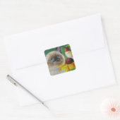 Waterverf Siamese Kitten en Hummingbird Art Vierkante Sticker (Envelop)