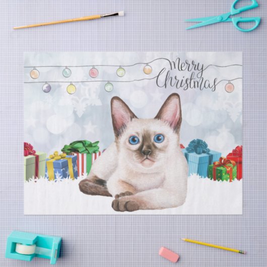 Waterverf Siamese Kitten Kerstmis Tissuepapier (Craft)