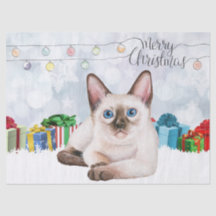 Waterverf Siamese Kitten Kerstmis