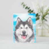Waterverf Siberian Husky Dog Pet Briefkaart (Staand voorkant)