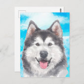 Waterverf Siberian Husky Dog Pet Briefkaart (Voorkant / Achterkant)