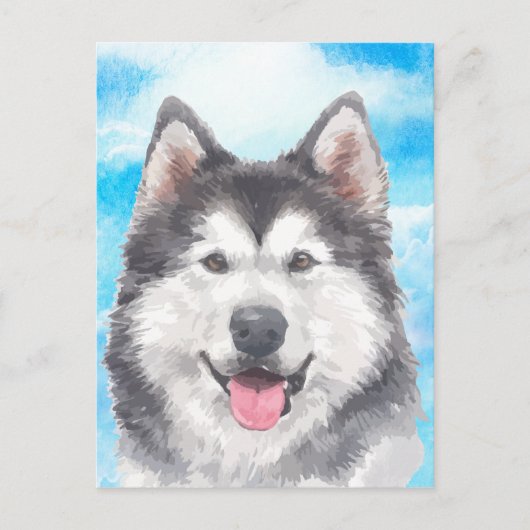 Waterverf Siberian Husky Dog Pet Briefkaart (Voorkant)