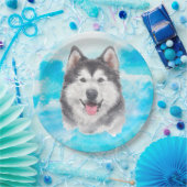 Waterverf Siberian Husky Dog Pet Papieren Bordje (Feest)