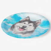 Waterverf Siberian Husky Dog Pet Papieren Bordje (Gekanteld)