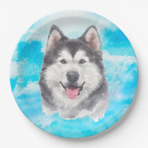Waterverf Siberian Husky Dog Pet