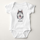Waterverf Siberian Husky Dog Pet Romper (Voorkant)