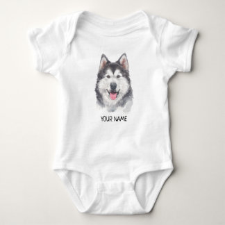 Waterverf Siberian Husky Dog Pet Romper