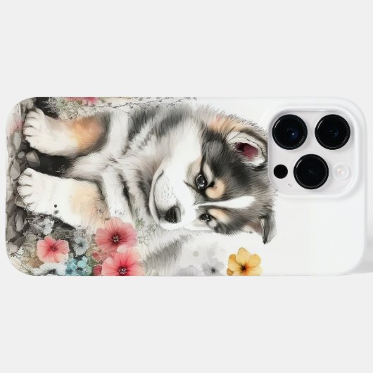 WATERVERF SIBERIAN HUSKY PUPPY DOG Case-Mate iPhone CASE (Achterkant (horizontaal))