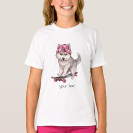 Waterverf Siberisch Husky Meisje T-shirt