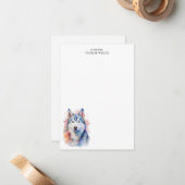 Waterverf Siberische Husky Dog Custom Dank u Notitiekaartje (Voorkant / Achterkant in situ)