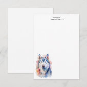 Waterverf Siberische Husky Dog Custom Dank u Notitiekaartje (Voorkant / Achterkant)