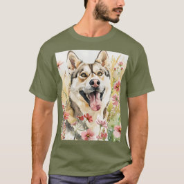 Waterverf Siberische Husky Dog Wall Art Poster T-shirt