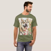 Waterverf Siberische Husky Dog Wall Art Poster T-shirt (Voorkant volledig)