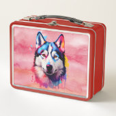 Waterverf Siberische Husky kleurrijke kunst (Voorkant)
