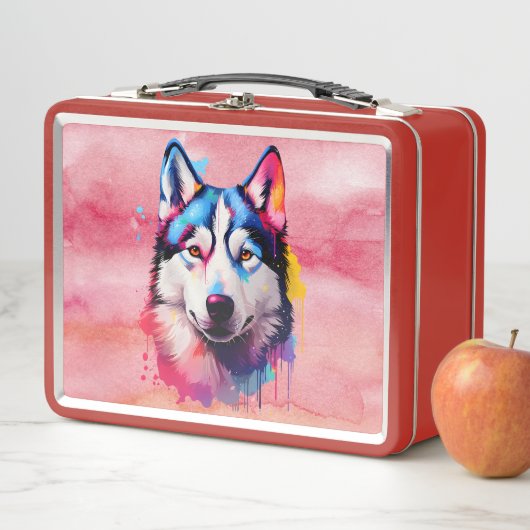 Waterverf Siberische Husky kleurrijke kunst (In situ)