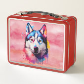 Waterverf Siberische Husky kleurrijke kunst (Achterkant)