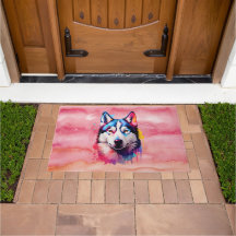 Waterverf Siberische Husky kleurrijke kunst