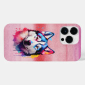 Waterverf Siberische Husky kleurrijke kunst iPhone Hoesje (Achterkant horizontaal)