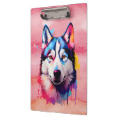 Waterverf Siberische Husky kleurrijke kunst Klembord (Links)