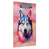 Waterverf Siberische Husky kleurrijke kunst Klembord (Rechts)