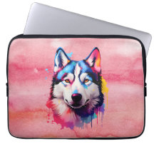 Waterverf Siberische Husky kleurrijke kunst