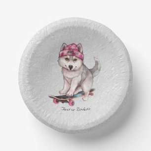Waterverf Siberische Husky Paper Bowl Papieren Kommen