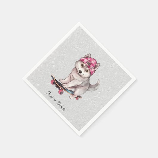 Waterverf Siberische Husky servetten (Hoek)