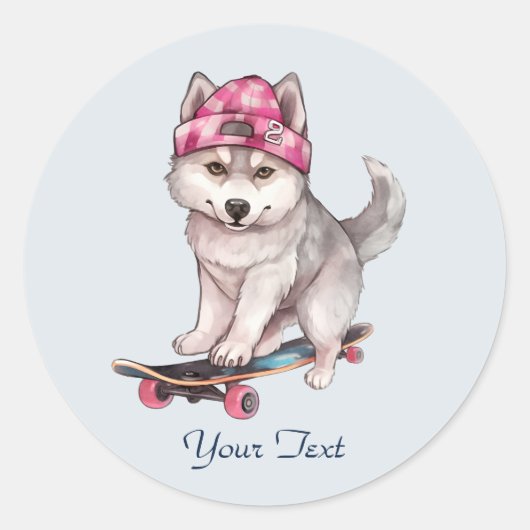 Waterverf Siberische Husky Sticker (Voorkant)