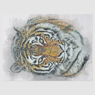 Waterverf Siberische tijger Tissuepapier